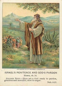 Christian Picture Lessons Card Israel's Penitence and God's Pardon 1911 - Picture 1 of 2