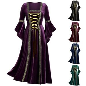 Stunning Black Velvet Gothic Steampunk Cosplay Costume Gown Dress for Women