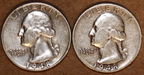 (2) Washington Quarters - 1948(XF) 1948D(XF) - #3412SC - FREE SHIPPING Cover