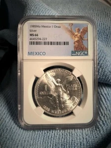 1985 Mo NGC MS66 Gem Mexico 1 oz Silver Onza  - Picture 1 of 2