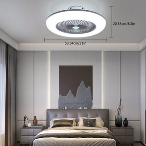 Modern Light Fan Invisible Ceiling Fans With 3-color Chandelier Led + Remote