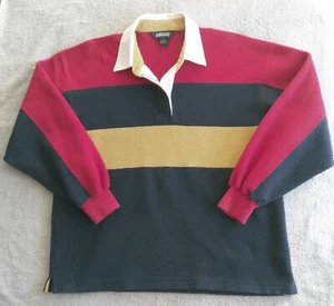 Camisa polo Land's End para mujer mediana vintage de peso pesado bloques de colores rugby Henley - Imagen 1 de 14