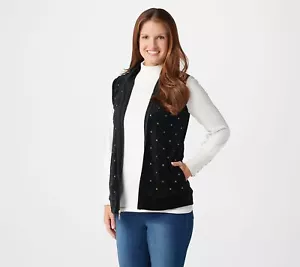 Quacker Factory Multi Sparkle Quilted Velour Vest - Color: Black, Size: Medium - Picture 1 of 1