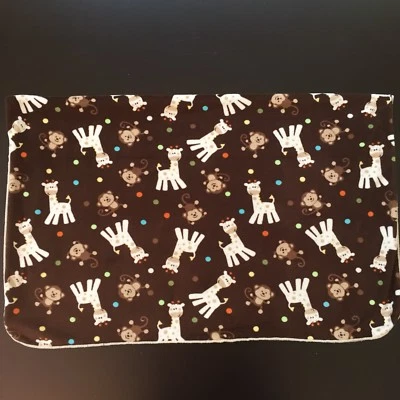 Manta bebé recién nacido monos y jirafas marrón con lunares respaldo sherpa Foto 1 de 3