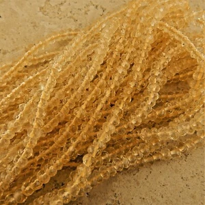 4mm x 6mm Faceted Citrine gemstone rondelle beads for jewelry making - Picture 1 of 3