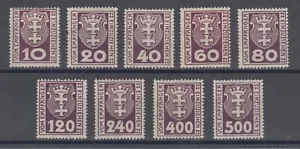Danzig Mi 1b-9b MLH 1921 dark violet brown Postage Dues, first printing, fresh - Picture 1 of 2