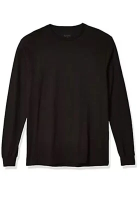 Soffe 100% Cotton Adult Crew Neck Long Sleeve Shirt Black Size Med Pack Of 2 NEW - Image 1 of 4