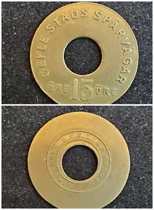 Gefle Stads Sparvagar, Schweden Transitmarke, Messing 15 Öre - 220BI Lot br1 - Bild 1 von 4