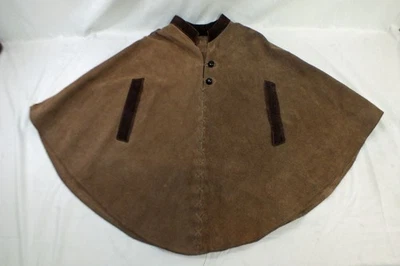 Poncho vintage años 60 70 gamuza cuero marrón X costuras mediano grande hippy Foto 1 de 4