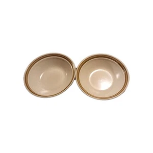 1970s Retro Vintage Japanese Cereal Fruit Bowls Golden Brown Rim Bowls - Picture 1 of 9