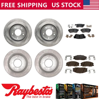 Compatível com 2003 Hyundai XG350 rotores de freio dianteiro traseiro e pastilhas de freio de cerâmica - Raybestos - Imagem 1 de 4