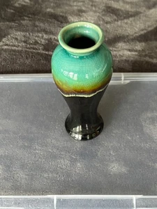 Kleine Vintage Vase türkisfarben braun Mid Century Southwestern - Bild 1 von 17