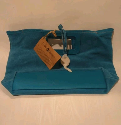 Mini Bolso de Mano Lillian Vernon Cuero Azul Gamuza 12"x9"  Foto 1 de 4