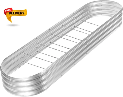 8Ft Galvanized Raised Garden Bed Kit, Raised Garden Boxes Outdoor Oval Met..... - Image 1 of 4