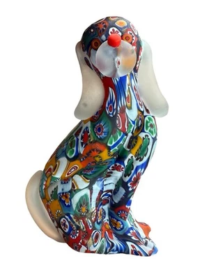 Murano Millefiori Dog Italy 4” Frosted Glass Long Eared Vintage Decorative - image 1 of 4