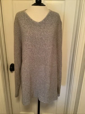 Sahalie 女式毛衣尺寸 2X 灰色长袖套衫针织毛衣免运费 — 第 1/4 张图片