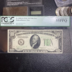 💎 1934 C $10 Dollar Bill FRN PCGS 55 A/U WIDE FACE - Picture 1 of 5
