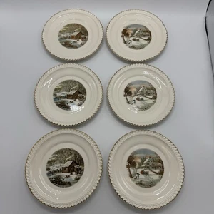 Harkerware Winter Homestead & A Home In The Wilderness Set di 6 piatti da dessert - Foto 1 di 11
