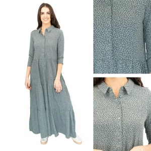 Womens Seasalt Windflower Dress Blue Grey Ditsy Print 3/4 Sleeve Maxi Length - Picture 1 of 29