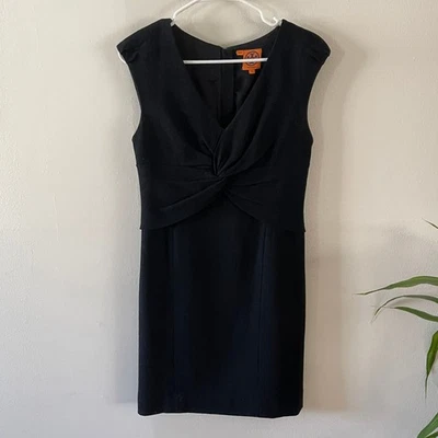 Tory Burch Patrice Twist Front Sheath Dress Sz 4 Black Classic Workwear Cocktail - Image 1 of 4