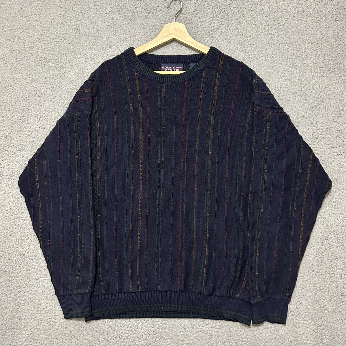 トップス 90s ROUNDTREE&YORKE 3D hand knit SILK Vintage 90's Roundtree & Yorke 3D Knit Crewneck Sweater