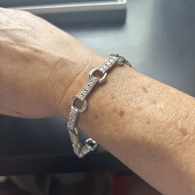 "Brazalete de tenis Mia Fiore Italia, plata de ley 925, chapado en rodio circonita cúbica 7""" Foto 1 de 4