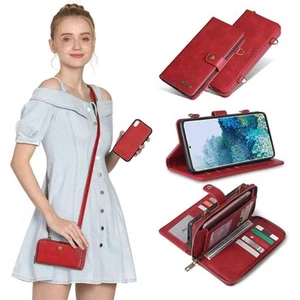 For Samsung Crossbody +Strap Leather Wallet Flip Card Bag Stand Phone Case Cover - Picture 1 of 12