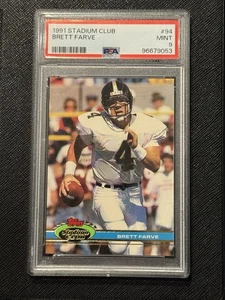 1991 TOPPS STADIUM CLUB #94 BRETT FARVE RC ROOKIE FALCONS PACKERS HOF PSA 9 MINT - Picture 1 of 2