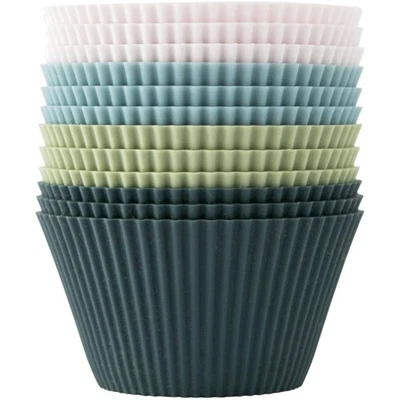 12er Silikon Muffinformen Backform Set Bunte Cupcake Förmchen Wiederverwendbar - Bild 1 von 2