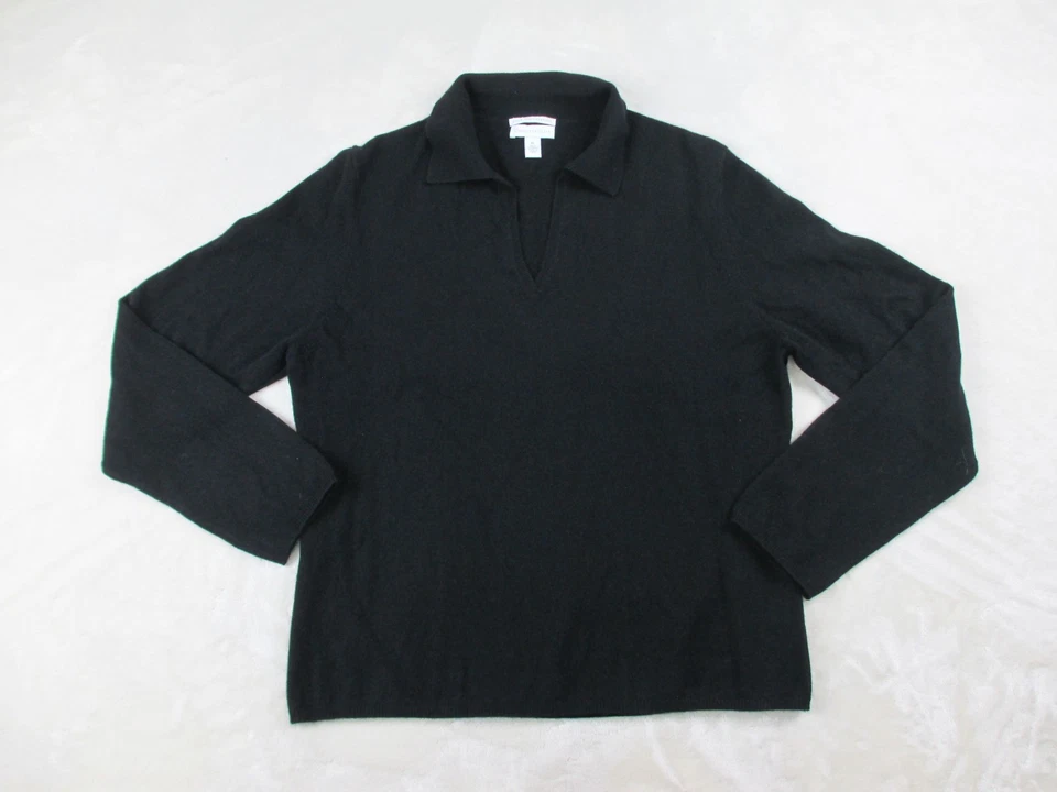 Camisa Charter Club Mujer Extra Grande Negra Manga Larga 2 Capas Cachemira Damas Foto 1 de 4