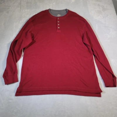 Camisa masculina RedHead extra grande marrom térmica Henley manga longa malha waffle - Imagem 1 de 4