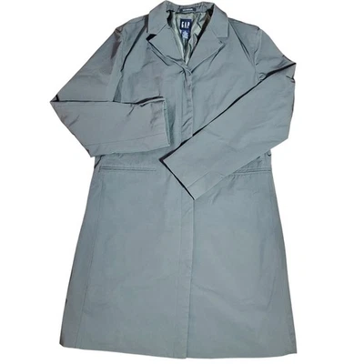 GAP Women Gray Trench Coat Stretch Button Front Pockets Size M y2k punk - Image 1 of 4