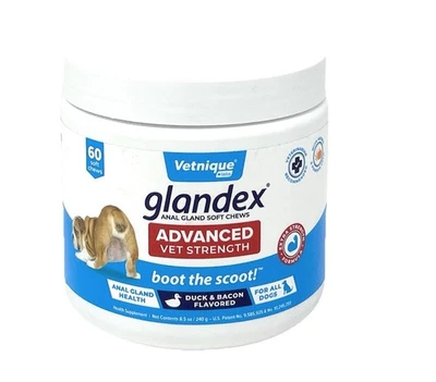 Glandex Advanced Vet Strength 60 Anal Gland Soft Chews~Duck/Bacon
