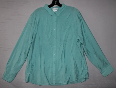 Blusa Van Heusen Aqua Light Rayón Mezcla de Nailon Manga Larga Abotonada Para Mujer XXL Foto 1 de 4