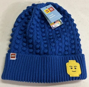 NEW WITH TAGS~Youth~Lego Brand~Beanie Knit Hat with Block Patch~Blue - Picture 1 of 6