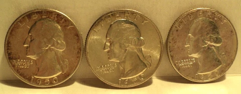Lot of 3 Washington Quarters 25c- 1950 P, 1950 D & 1950 S Uncirculated Unc Cover