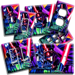 COLORFUL LORD DARTH VADER SWORD STAR WARS LIGHT SWITCH OUTLET PLATES ROOM DECOR - Picture 1 of 34