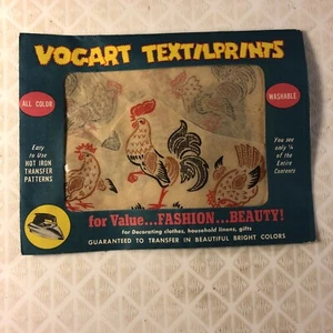 Antique Vogart Textilprints Roosters Gamecocks #22 Made In USA Used see desc.￼￼ - Picture 1 of 5