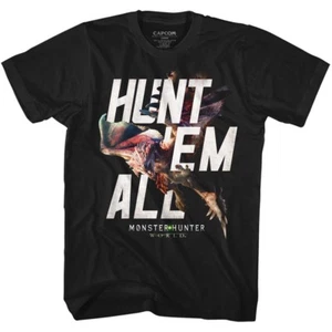 Monster Hunter World Hunt Em All Capcom Video Game Men's T Shirt  - Picture 1 of 3