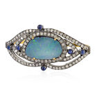 Opal Sapphire Pave Diamond Knuckle Ring 18Kt Gold Sterling Silver Jewelry