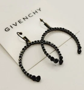 Givenchy Hematite Tone Black Dangle Earrings 2 in Vintage - Picture 1 of 5