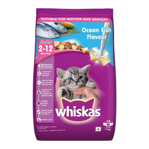 Whiskas Kitten (2-12 months) Dry Cat Food Food Ocean Fish 1.1 kg Pack
