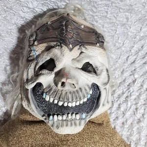 Halloween Latex Mask of Dead Ugly Pirate With Attached White Curly Hair ADULT - Picture 1 of 8