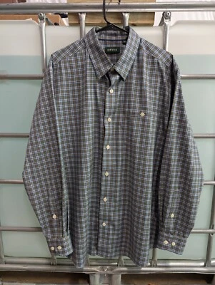 Vintage Masculino Orvis Xadrez Azul Preto Dourado Branco Gola Botão Extra Grande  - Imagem 1 de 4