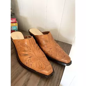 Coldwater Creek Leather Slip On Mule Shoes Women's Size 6M - Picture 1 of 13