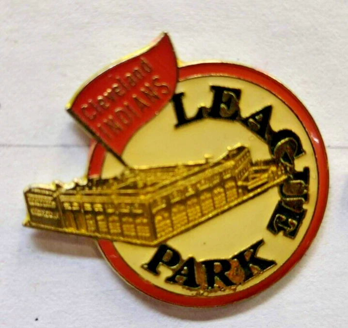 CHIEF WAHOO League Park Pennant Lapel Hat Pin Cleveland Indians Guardians - Image 1 of 1