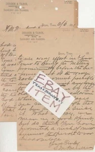 1891 BRYAN TEXAS Derden and Tabor Saddle Makers Saddlery signed LETTERHEAD - Picture 1 of 1
