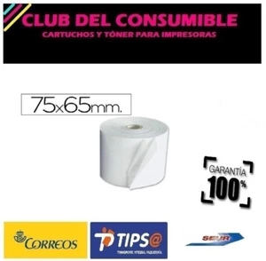 10 ROLLOS DE PAPEL ELECTRA PARA IMPRESORA TICKETS 75X65X12 MM - Imagen 1 de 1