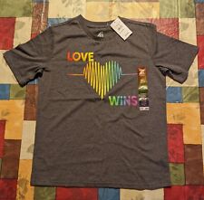 American Dream Team Network Love Wins Grey T-Shirt Large Youth 14/16 Pride 