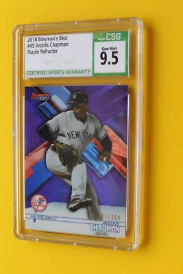 2018 年 BOWMAN'S 最佳紫色反光镜 AROLDIS CHAPMAN #45 CSG 9.5 #/250 — 第 1/2 张图片